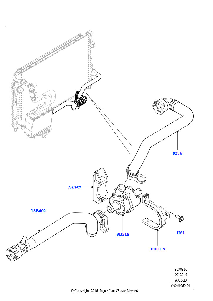 Насос охлаждающей жидкости (Вспомогательный блок, 2,0 л I4 DSL MID DOHC AJ200)