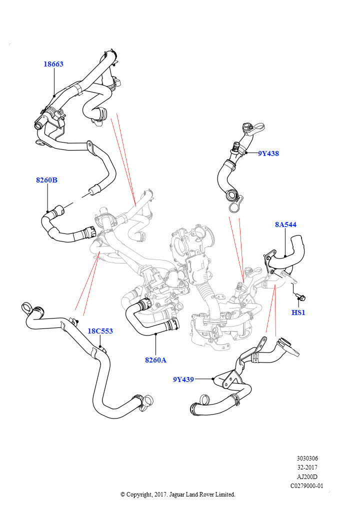 Система охлаждения EGR (2.0L I4 DSL HIGH DOHC AJ200, Токсичность выхлопа EU6 + DPF, 2.0L I4 DSL HIGH DOHC AJ200, Этап V плюс DPF, 2.0L I4 DSL HIGH DOHC AJ200, Стандарт токсичн.выхл