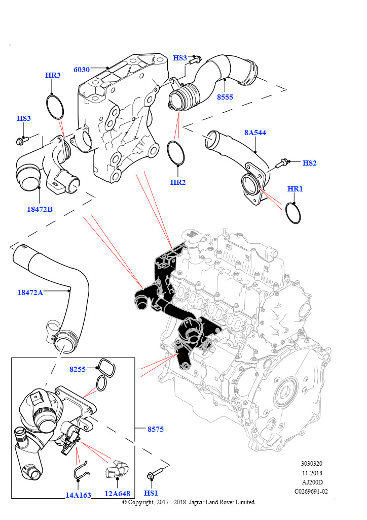 Термостат/корпус и сопут.элементы (2.0L I4 DSL HIGH DOHC AJ200, Страна изготовления — Бразилия, 2,0 л I4 DSL MID DOHC AJ200, Страна изготовления — Бразилия)