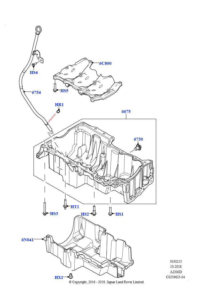Масл. картер/указат. уровня масла (2,0 л I4 DSL MID DOHC AJ200, Сборочный завод Хэйлвуд, 2.0L I4 DSL HIGH DOHC AJ200, Сборочный завод Хэйлвуд)