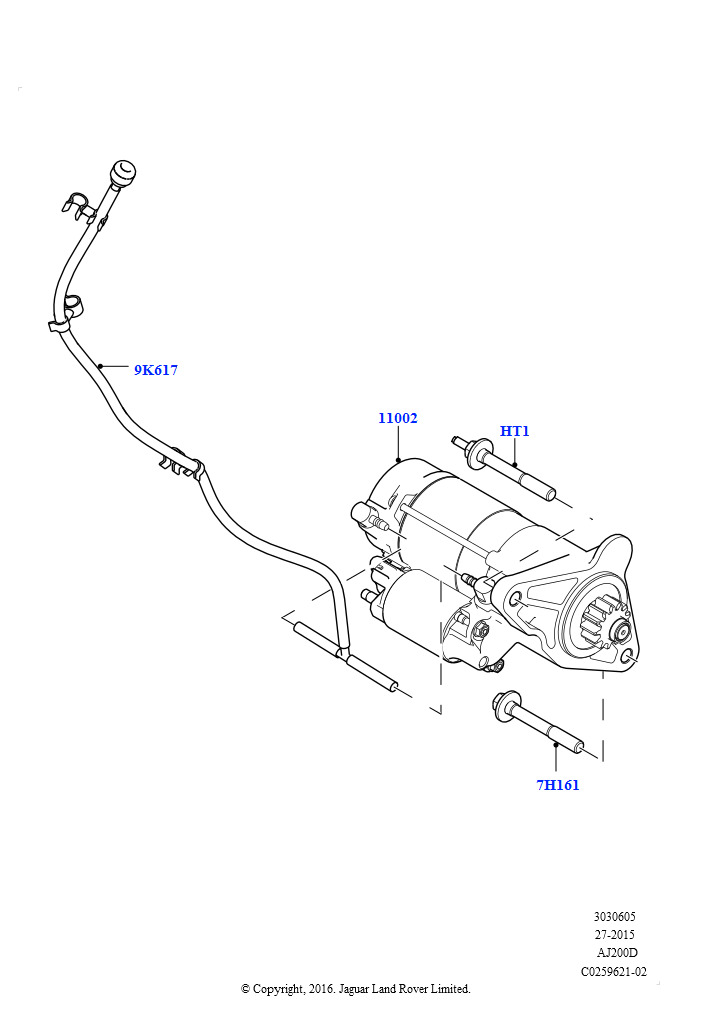 Стартер (2,0 л I4 DSL MID DOHC AJ200, Сборочный завод Хэйлвуд, 2.0L I4 DSL HIGH DOHC AJ200, Сборочный завод Хэйлвуд)
