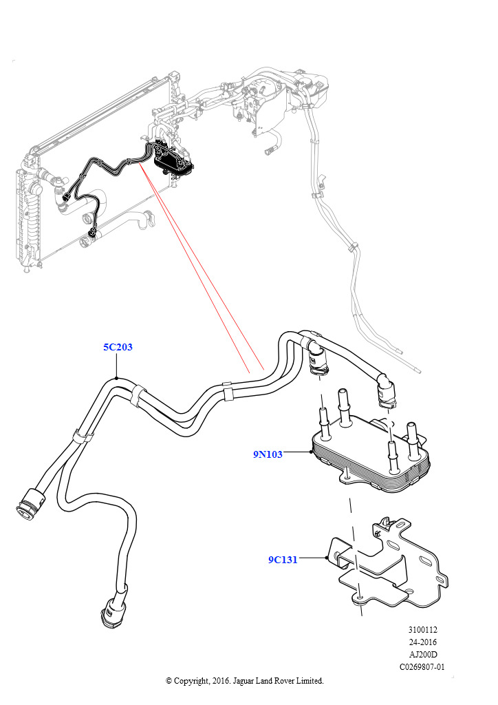 Охладитель топлива в сборе (2,0 л I4 DSL MID DOHC AJ200, Страна изготовления — Бразилия, 2.0L I4 DSL HIGH DOHC AJ200, Страна изготовления — Бразилия)