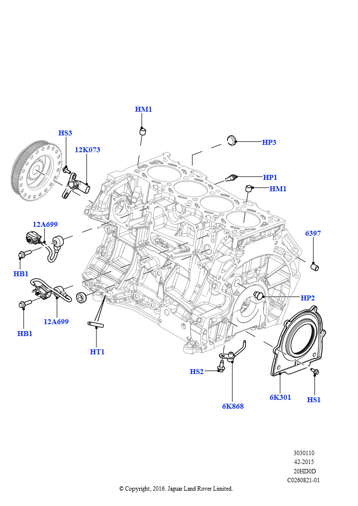 Блок цилиндров и заглушки (2.0L 16V TIVCT T/C 240PS бензиновый, Изготовитель - Changsu (Китай))