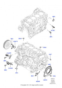 Блок цилиндров и заглушки (2.0L 16V TIVCT T/C Gen2, бензин, Сборочный завод Хэйлвуд, 2.0L 16V TIVCT T/C 240PS бензиновый, Сборочный завод Хэйлвуд)