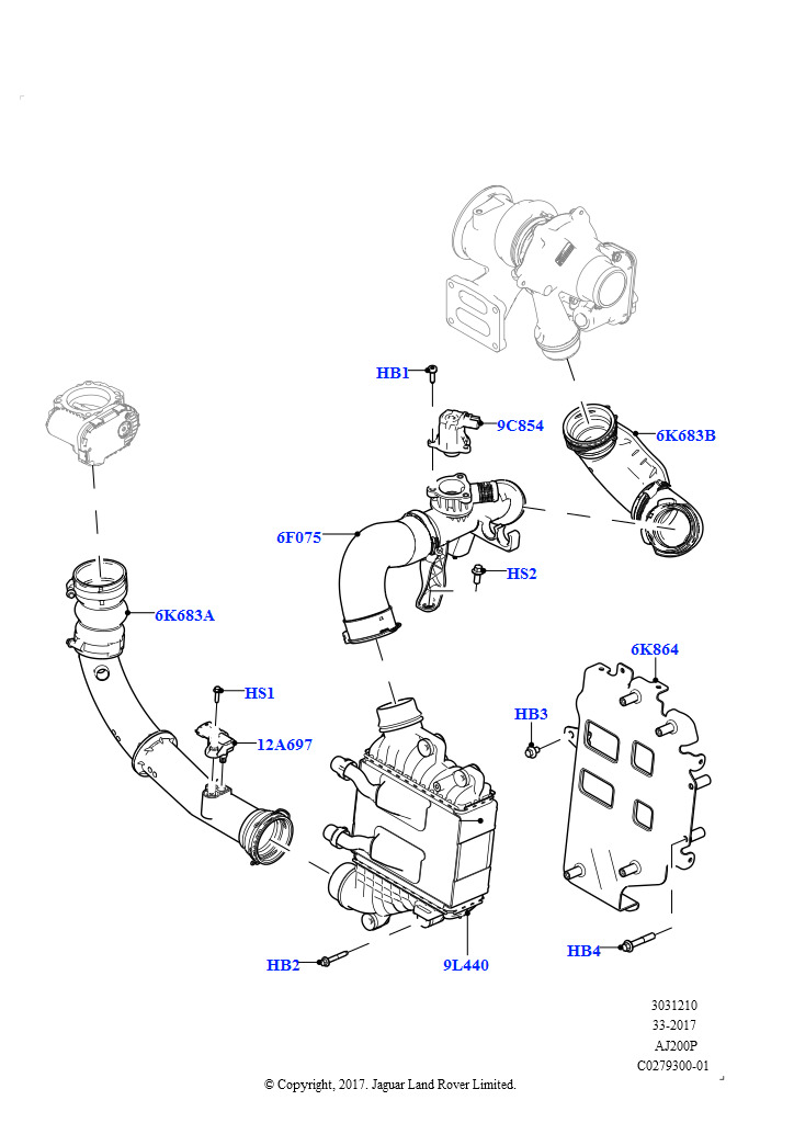 Пром.теплообм/воздуховоды и шланги (2,0 л I4 High DOHC AJ200, бензин, 2,0 л I4 Mid DOHC AJ200, бензин)