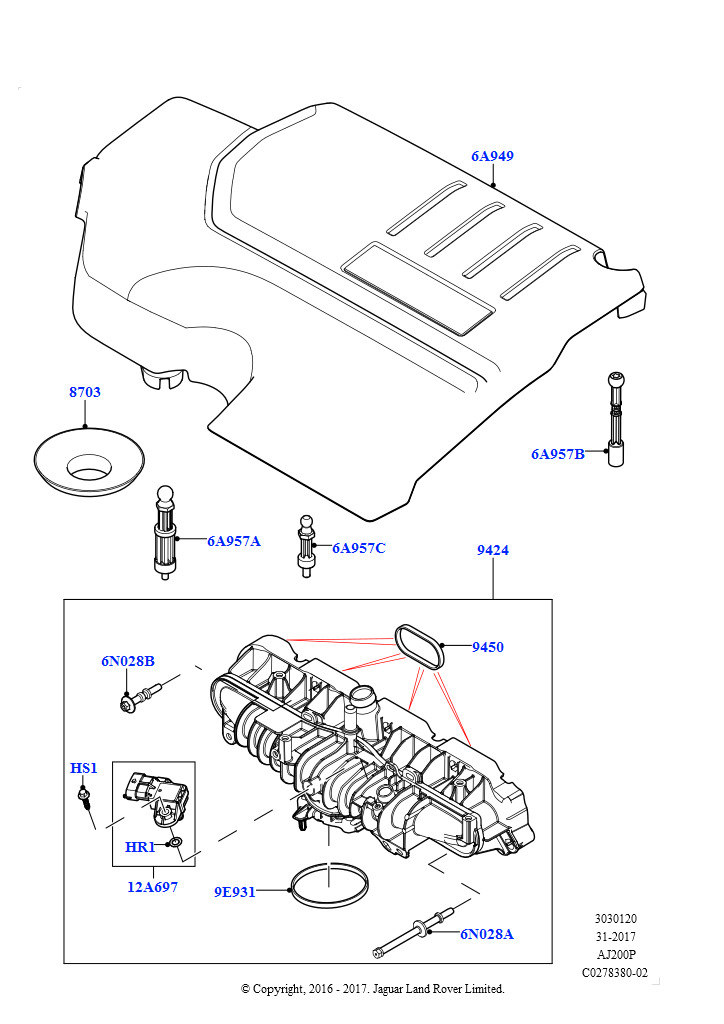 Впускной коллектор (2,0 л I4 High DOHC AJ200, бензин, 2,0 л I4 Mid DOHC AJ200, бензин)