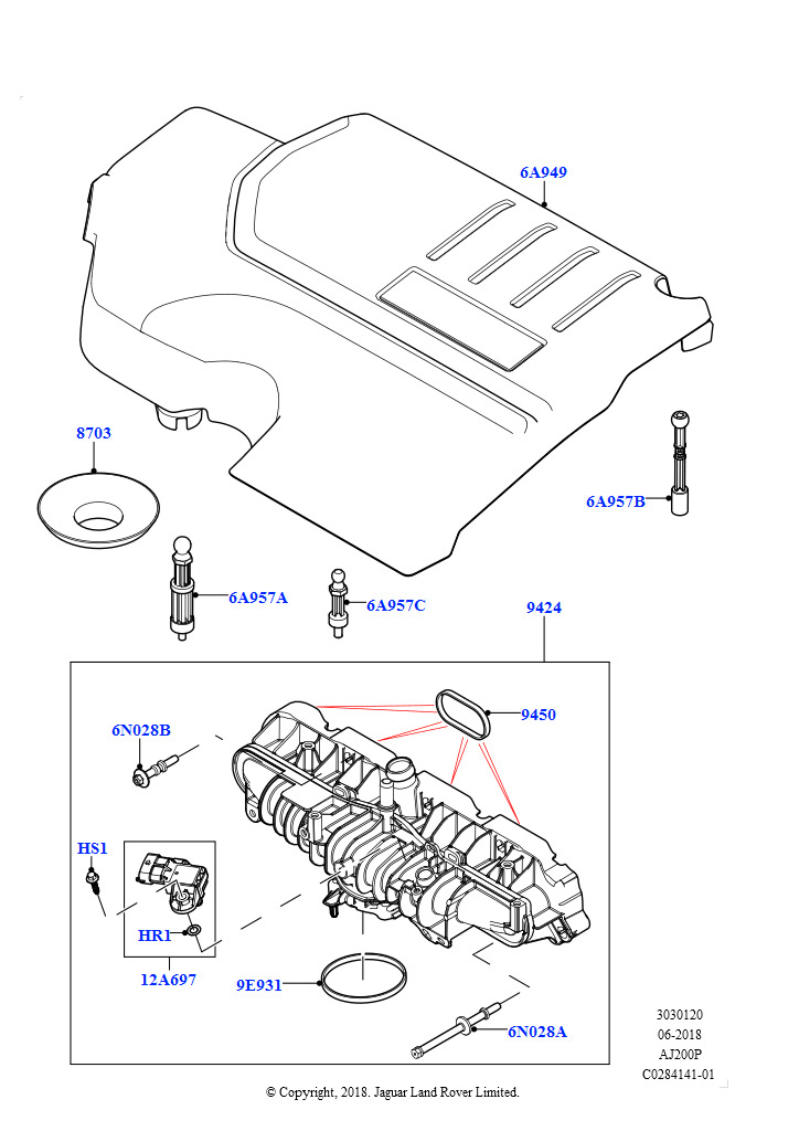 Впускной коллектор (2,0 л I4 High DOHC AJ200, бензин, Изготовитель - Changsu (Китай), 2,0 л I4 Mid DOHC AJ200, бензин, Изготовитель - Changsu (Китай))