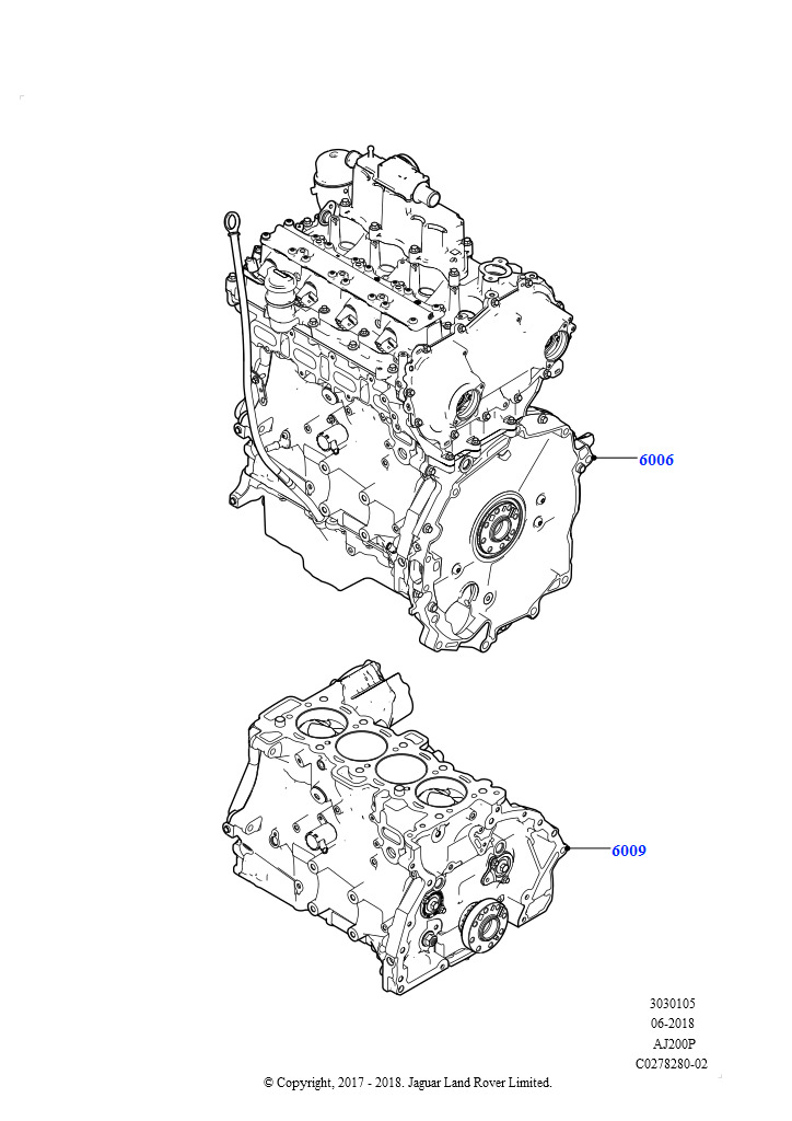 Сервисн.двиг.и неукомпл.блок цил. (2,0 л I4 High DOHC AJ200, бензин, 2,0 л I4 Mid DOHC AJ200, бензин)