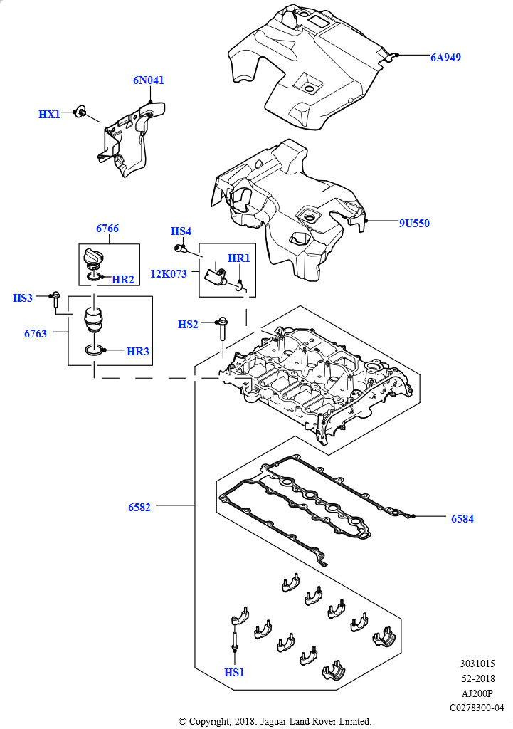 Схема: Крышка головки цилиндров (2,0 л I4 High DOHC AJ200, бензин, 2,0 л I4 Mid DOHC AJ200, бензин)