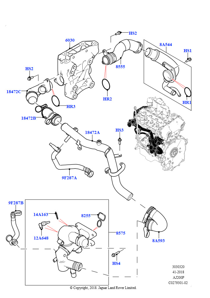 Термостат/корпус и сопут.элементы (2,0 л I4 High DOHC AJ200, бензин, 2,0 л I4 Mid DOHC AJ200, бензин)