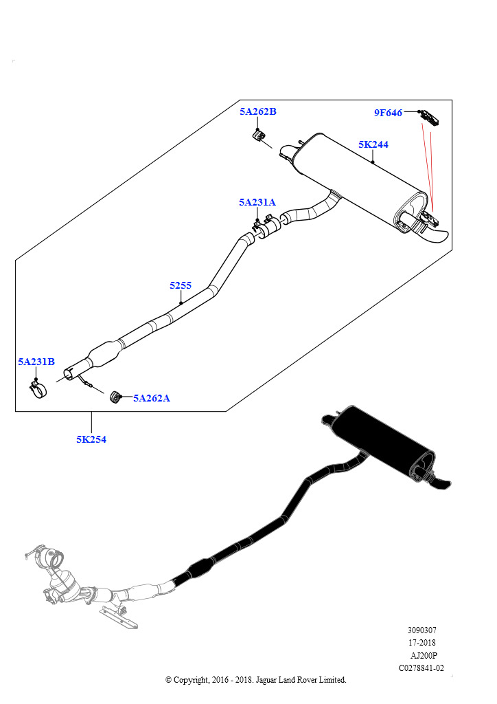 Задняя система выпуска (2-дверный, с откидным верхом, 2,0 л I4 Mid DOHC AJ200, бензин)