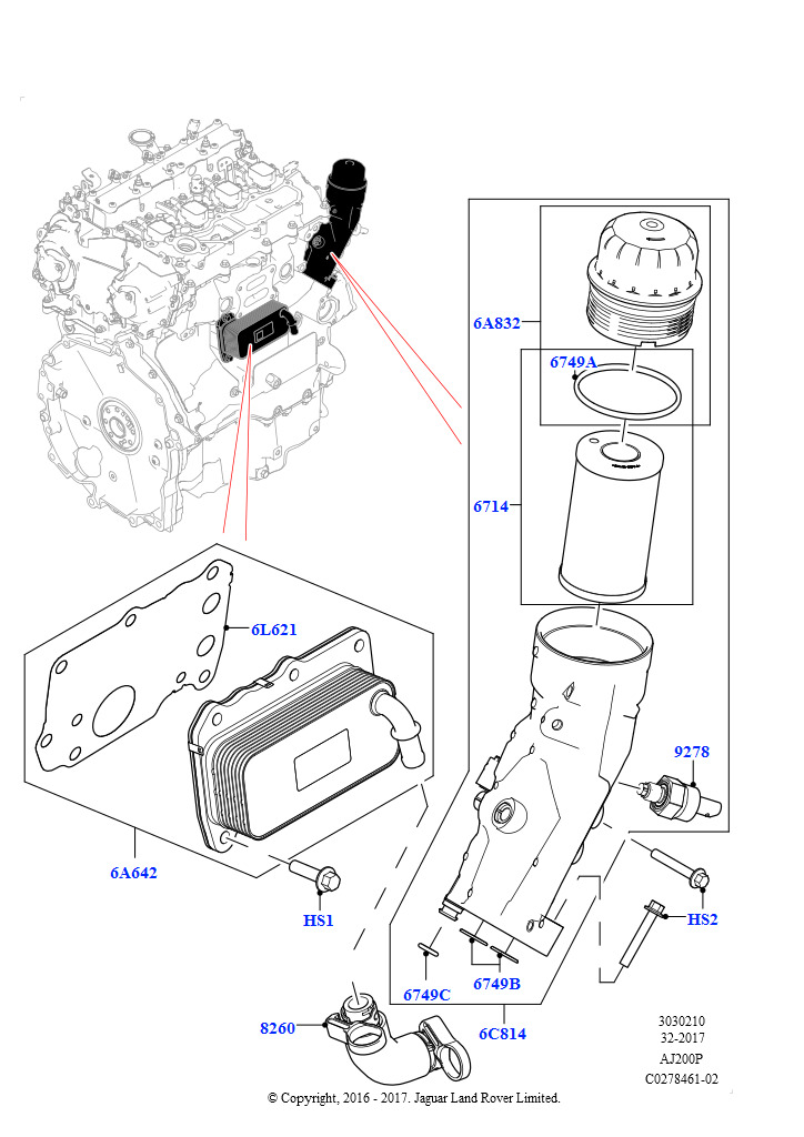 Масляный радиатор и фильтр (2,0 л I4 High DOHC AJ200, бензин, 2,0 л I4 Mid DOHC AJ200, бензин)
