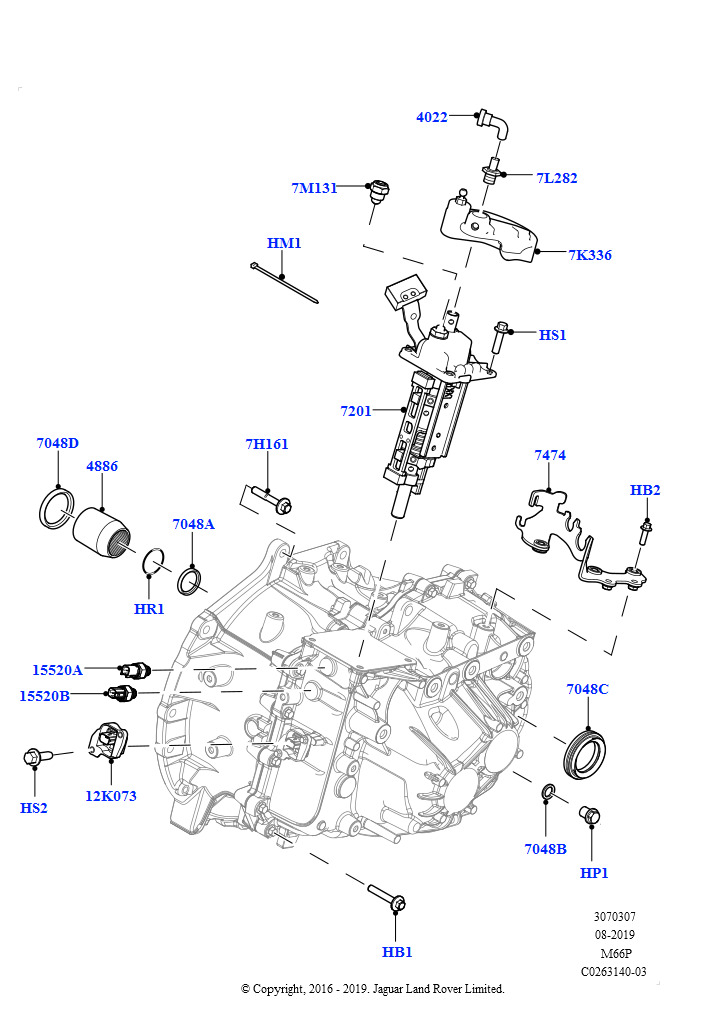 Элементы механической КПП (2,0 л I4 DSL MID DOHC AJ200, 6-ступенч.мех.коробка пер., 2,0 л I4 DSL MID DOHC AJ200, 6-ступенч.мех.кор.пер.-JLR M66 2WD)