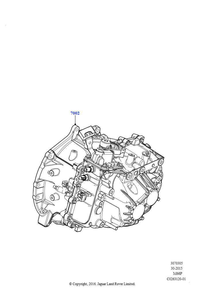 МКПП в блоке с вед.мостом и картер (2,0 л I4 DSL MID DOHC AJ200, 6-ступенч.мех.коробка пер., 2,0 л I4 DSL MID DOHC AJ200, 6-ступенч.мех.кор.пер.-JLR M66 2WD)