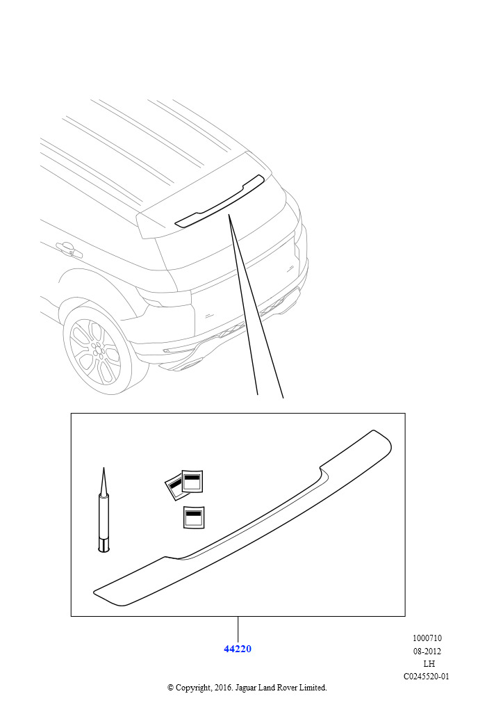 Схема: ЭЛЕМЕНТЫ НАРУЖНОЙ ОТДЕЛКИ КУЗОВА (Спойлер, Страна изготовления — Бразилия, Сборочный завод Хэйлвуд)