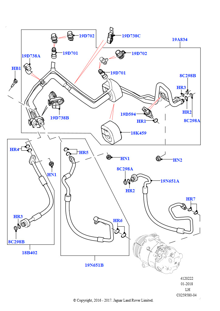 Схема: Система кондиционирования воздуха (2,0 л I4 High DOHC AJ200, бензин, Сборочный завод Хэйлвуд, 2,0 л I4 Mid DOHC AJ200, бензин, Сборочный завод Хэйлвуд, 2.0L I4 DSL HIGH DOHC AJ200,