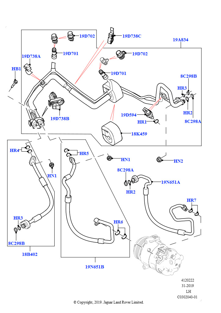 Схема: Система кондиционирования воздуха (2,0 л I4 Mid DOHC AJ200, бензин, Изготовитель - Changsu (Китай), 2,0 л I4 High DOHC AJ200, бензин, Изготовитель - Changsu (Китай))