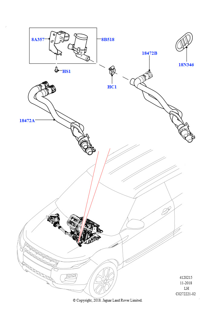 Схема: Шланги отопителя (2,0 л I4 DSL MID DOHC AJ200, Сборочный завод Хэйлвуд, 2.0L I4 DSL HIGH DOHC AJ200, Сборочный завод Хэйлвуд)