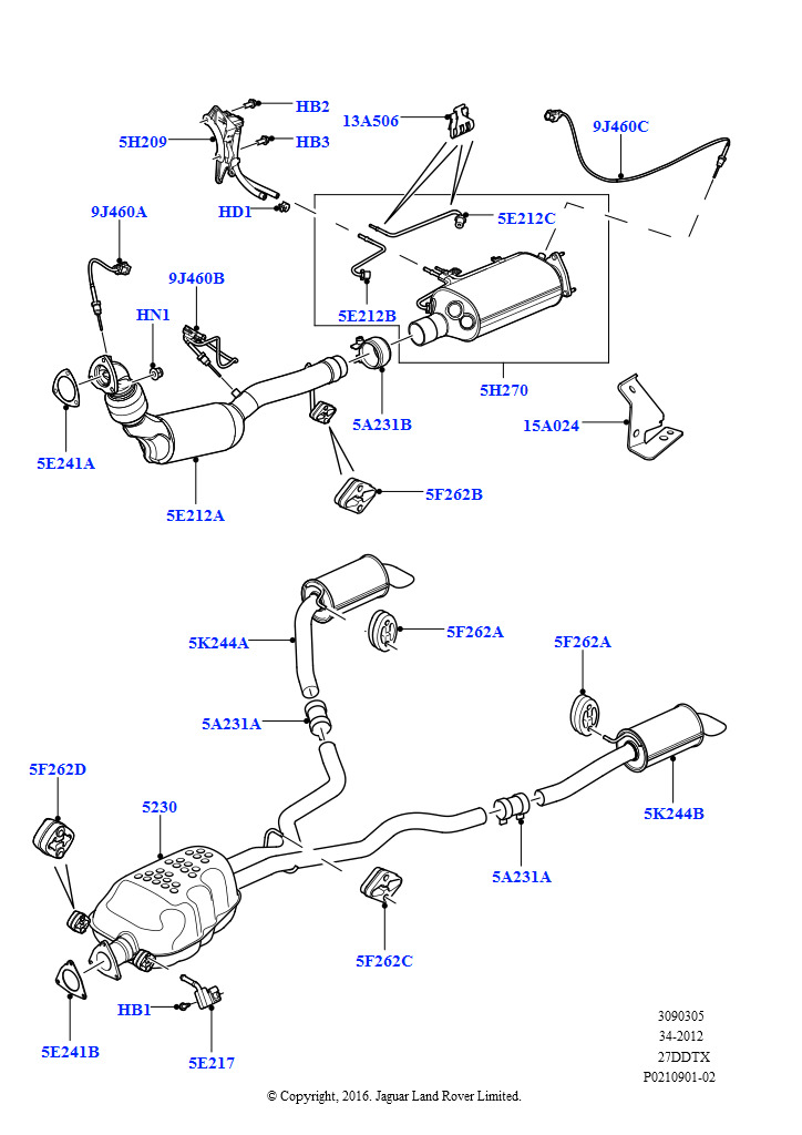 Схема: Система выпуска (Lion дизель 2.7 V6 (140 кВт), Stage IV + DPF выхлоп)