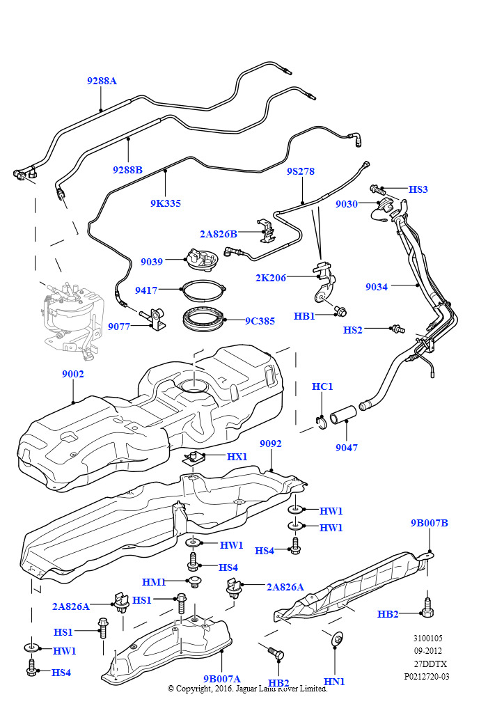 Схема: Топл. бак и сопутствующие эле. (Lion дизель 2.7 V6 (140 кВт))