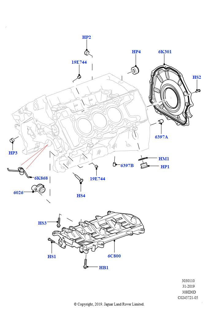 Блок цилиндров и заглушки (Сборка на заводе в г. Солихалл, 3.0L DOHC GDI SC V6 БЕНЗИНОВЫЙ)
