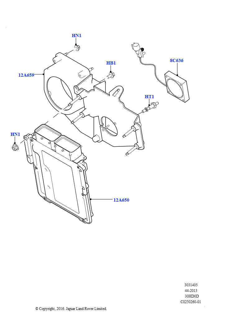 Схема: Модули и датчики двигателя (3.0L DOHC GDI SC V6 БЕНЗИНОВЫЙ, RHD)