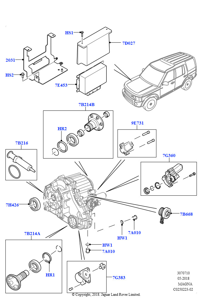 Элементы раздаточной коробки (8-ступенч.авто.кор.пер.ZF 8HP70 4WD, С 2-ступенч.раздат.кор. с Ctrl Trac)