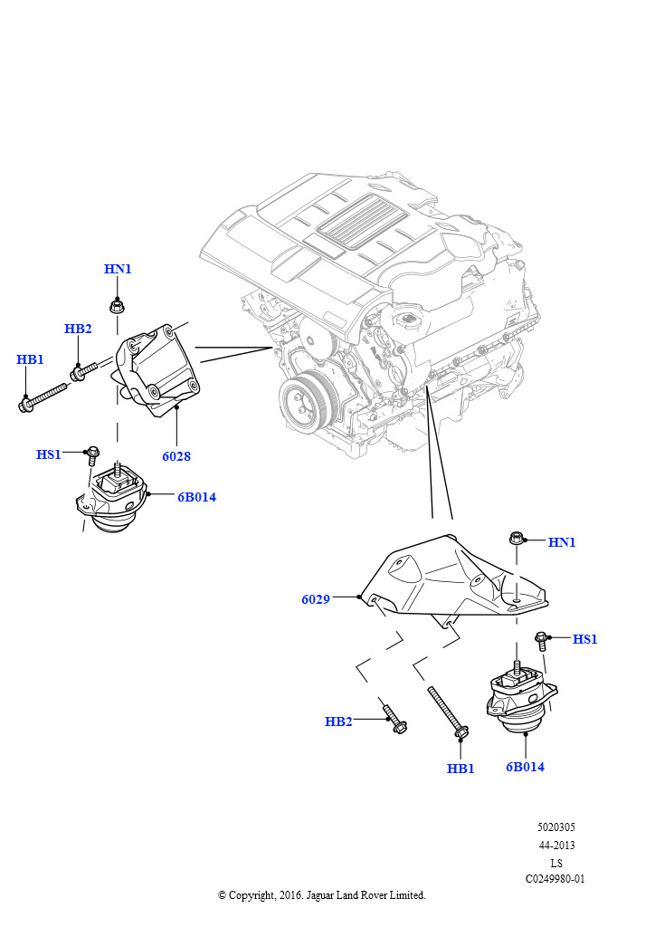 Схема: Опора двигателя (3.0L DOHC GDI SC V6 БЕНЗИНОВЫЙ)