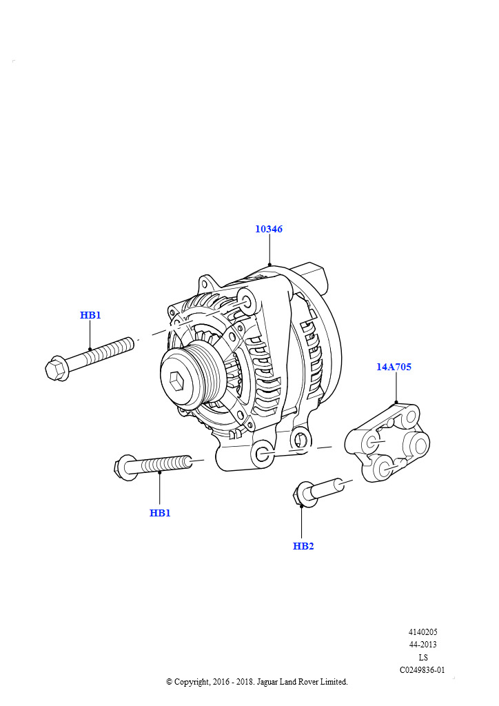 Схема: Генератор и опоры (3.0L DOHC GDI SC V6 БЕНЗИНОВЫЙ)