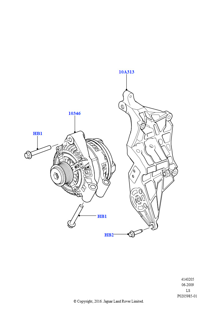 Схема: Генератор и опоры (Lion дизель 2.7 V6 (140 кВт), Дизельный 3,0 V6)