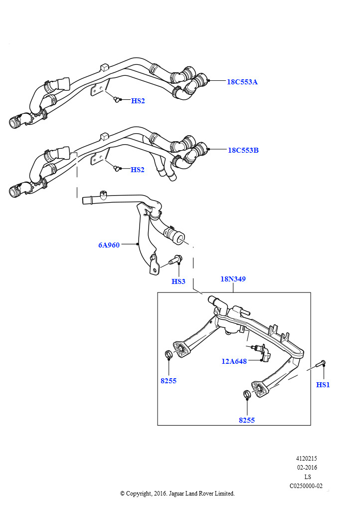 Схема: Шланги отопителя (3.0L DOHC GDI SC V6 БЕНЗИНОВЫЙ)
