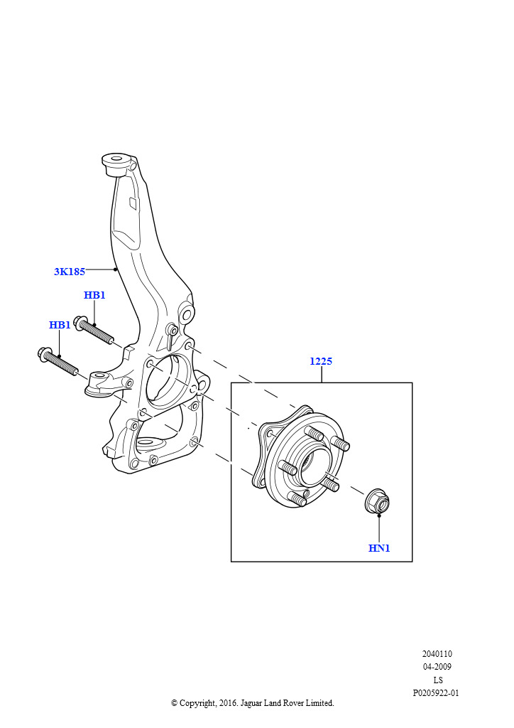 Схема: Повор.кулак и ступица пер.колеса