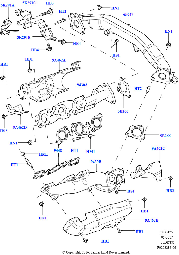 Схема: Выпускной коллектор (Дизельный 3,0 V6)