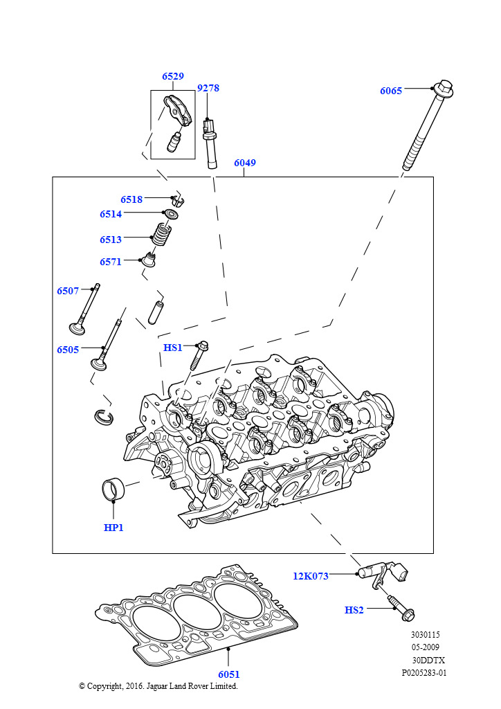 Схема: Головка цилиндров (Дизель 3,0 л 24V DOHC V6 TC, 3,0 л 24 клап. V6 турбо дизель, станд. поток, 3,0 V6-гибридн.электр.дизельн.двиг.)