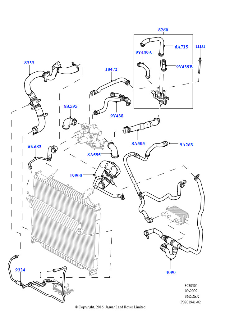 Схема: Трубопр.и шланги сист.охлажд. (3,6 л V8 32V DOHC EFi дизель Lion)