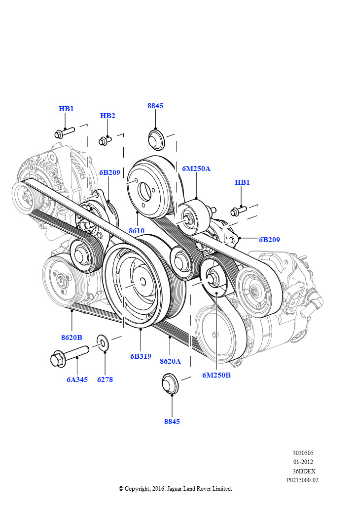 Шкивы и приводные ремни (3,6 л V8 32V DOHC EFi дизель Lion)