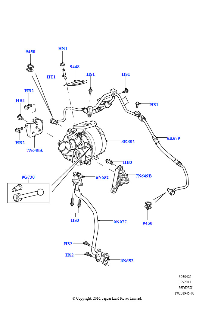 Схема: Турбокомпрессор (RH, 3,6 л V8 32V DOHC EFi дизель Lion)