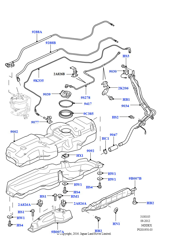 Схема: Топл. бак и сопутствующие эле. (3,6 л V8 32V DOHC EFi дизель Lion)