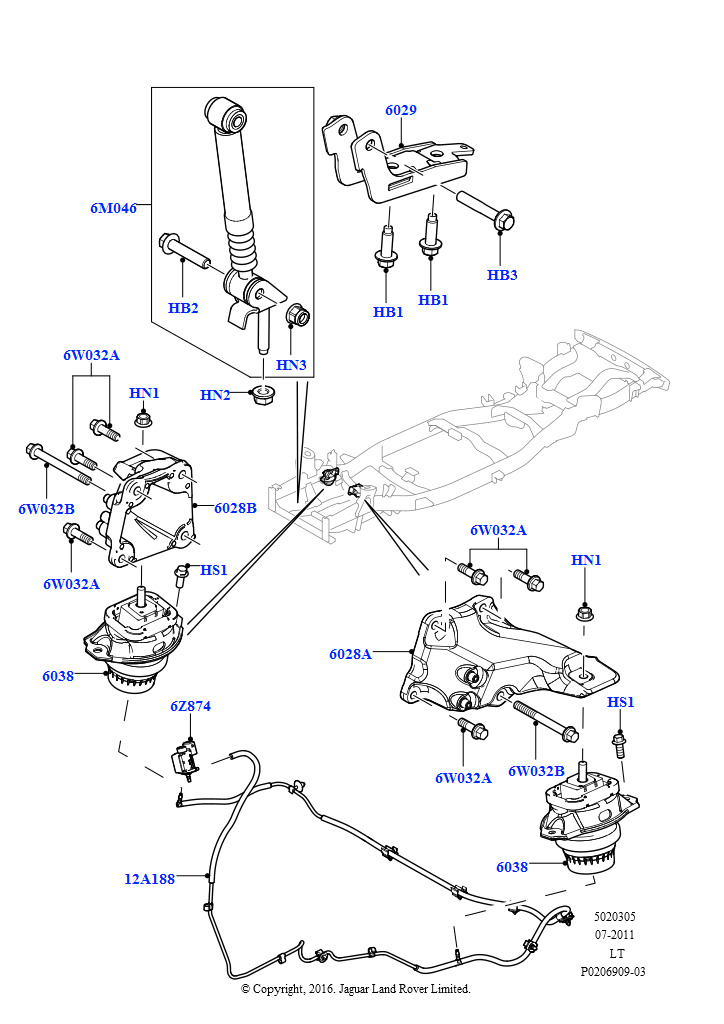 Схема: Опора двигателя (3,6 л V8 32V DOHC EFi дизель Lion)