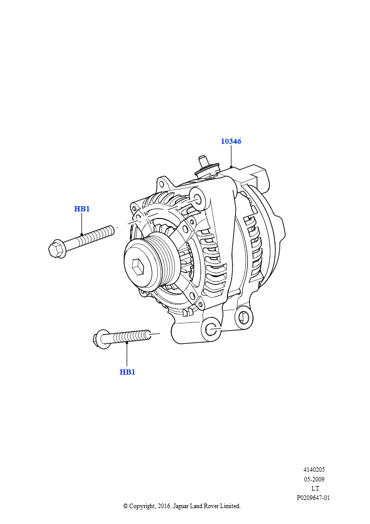 Схема: Генератор и опоры (5,0 л OHC SGDI SC V8 бензин - AJ133, 5,0 л OHC SGDI NA V8 бензин - AJ133)