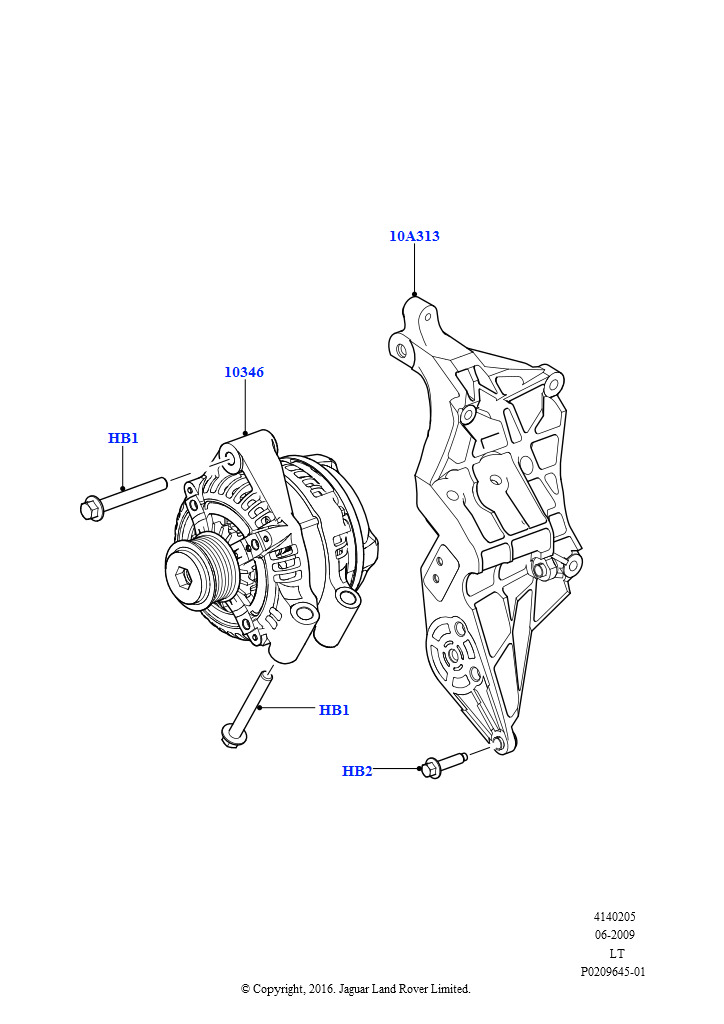 Схема: Генератор и опоры (Дизель 3,0 л 24V DOHC V6 TC)
