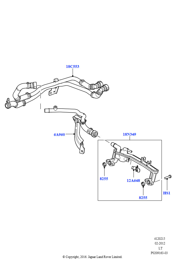 Шланги отопителя (5,0 л OHC SGDI SC V8 бензин - AJ133, 5,0 л OHC SGDI NA V8 бензин - AJ133)