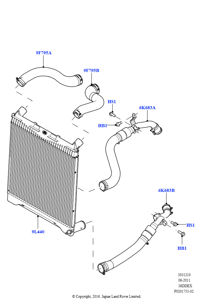 Пром.теплообм/воздуховоды и шланги (3,6 л V8 32V DOHC EFi дизель Lion)