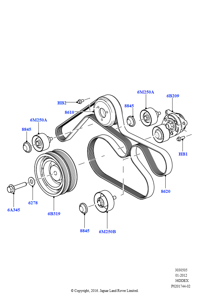 Шкивы и приводные ремни (3,6 л V8 32V DOHC EFi дизель Lion)
