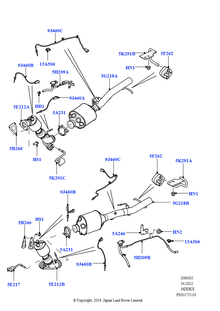 Система выпуска (Передний, 3,6 л V8 32V DOHC EFi дизель Lion, 4-й этап + контр.токсичн.DPF/CDPF, С фильтр.тверд.прод.сгор. диз.топ.)
