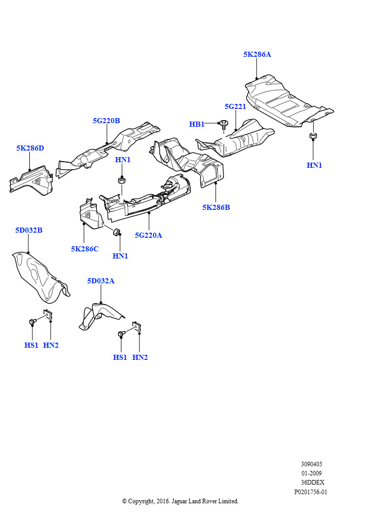 Теплозащитные экраны глушителя (3,6 л V8 32V DOHC EFi дизель Lion)