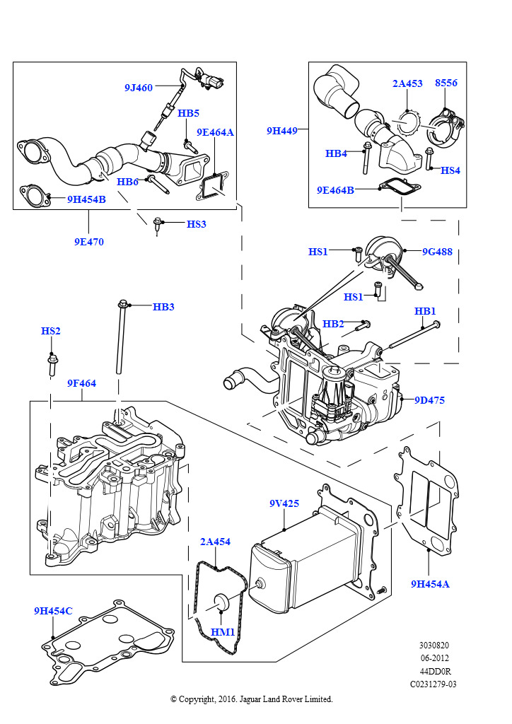 Схема: Рециркуляция отработавших газов (4.4L DOHC DITC V8 Diesel)