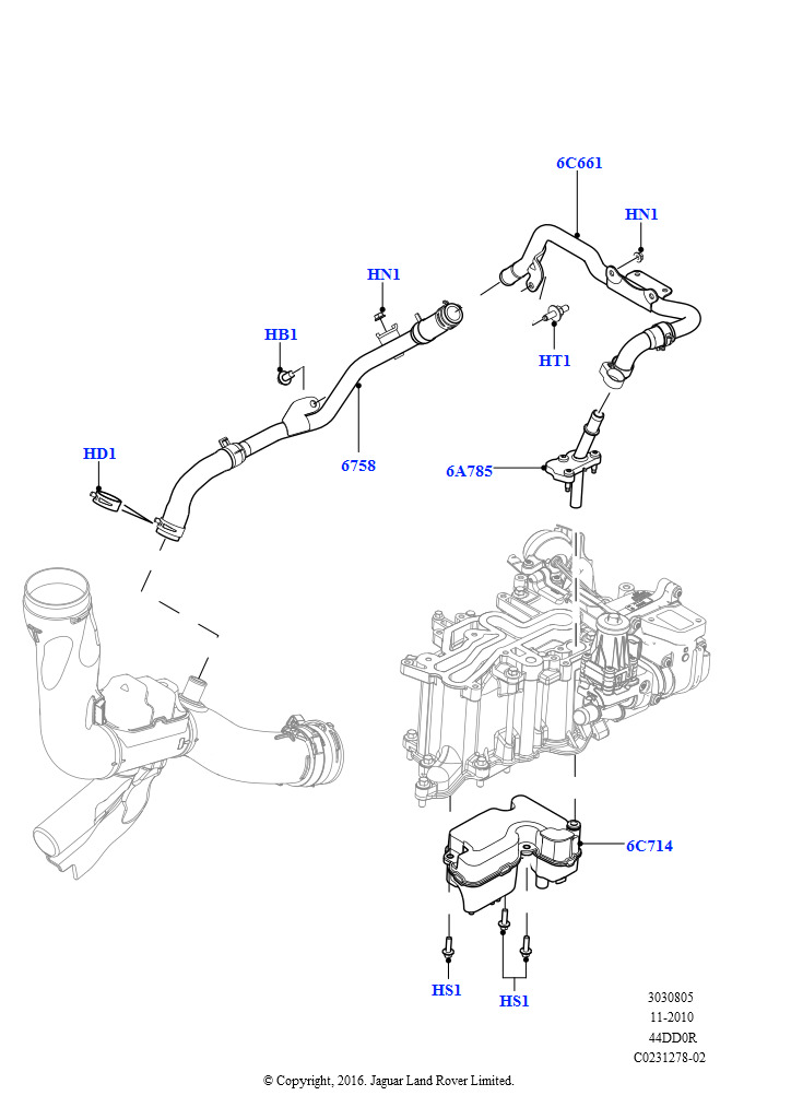 Схема: Сист.пониж.токс.выхл.-картер (4.4L DOHC DITC V8 Diesel)