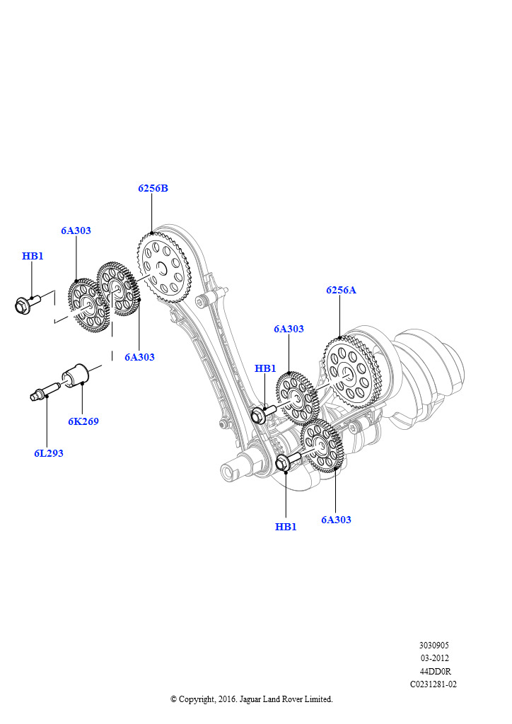 Газораспределительный механизм (Звездочки, электромагниты, 4.4L DOHC DITC V8 Diesel)