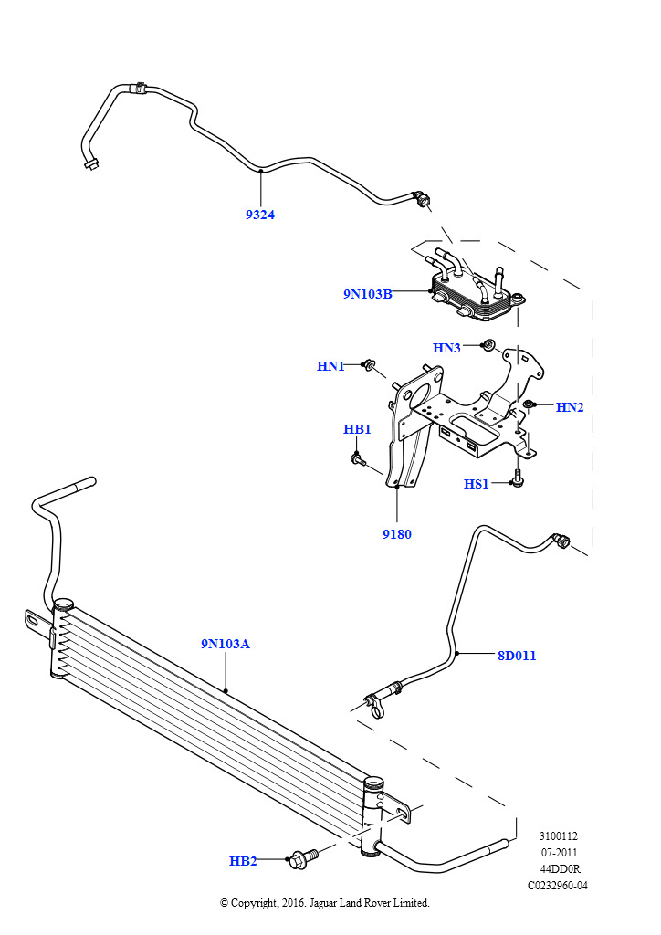 Схема: Охладитель топлива в сборе (4.4L DOHC DITC V8 Diesel)